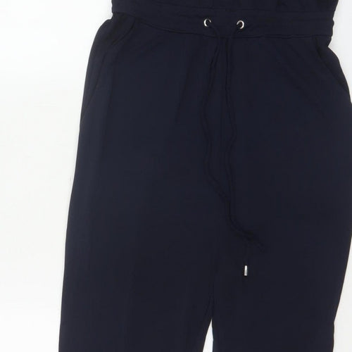 H&M Women Black XS Sleeveless Tapered Drawstring Jumpsuit