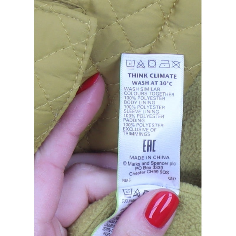 Marks and Spencer Women Yellow UK 22 Quilted Padded Jacket