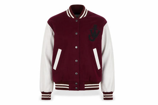 J.W. Anderson x Topshop Women Burgundy UK 8 Wool Leather Varsity Jacket