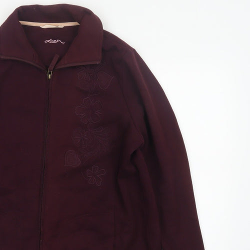 Dash Women Purple UK 18 Floral Embroidered Full Zip Jacket