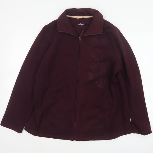 Dash Women Purple UK 18 Floral Embroidered Full Zip Jacket