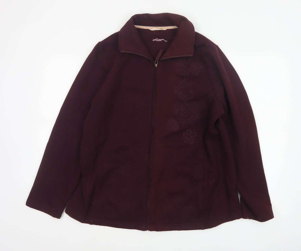 Dash Women Purple UK 18 Floral Embroidered Full Zip Jacket