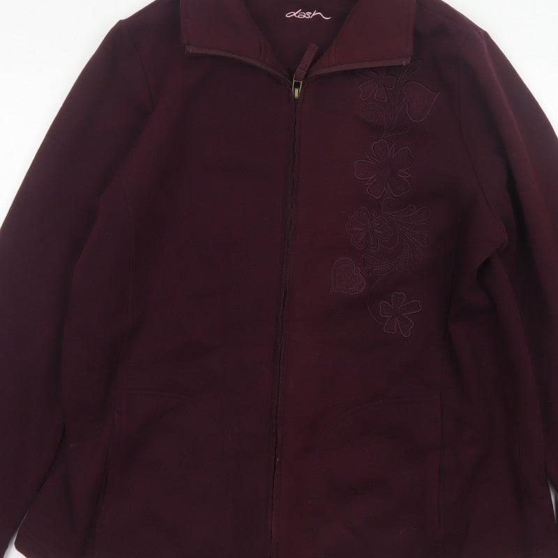 Dash Women Purple UK 18 Floral Embroidered Full Zip Jacket