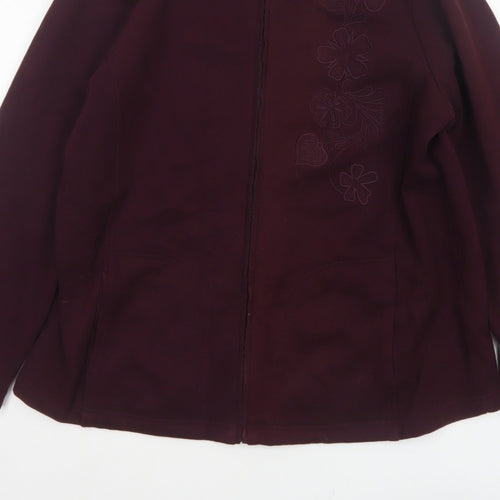 Dash Women Purple UK 18 Floral Embroidered Full Zip Jacket
