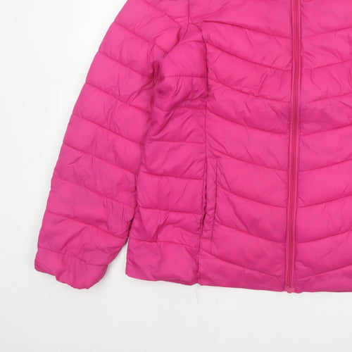 George Women Pink Size 16 Quilted Puffer Jacket Zip