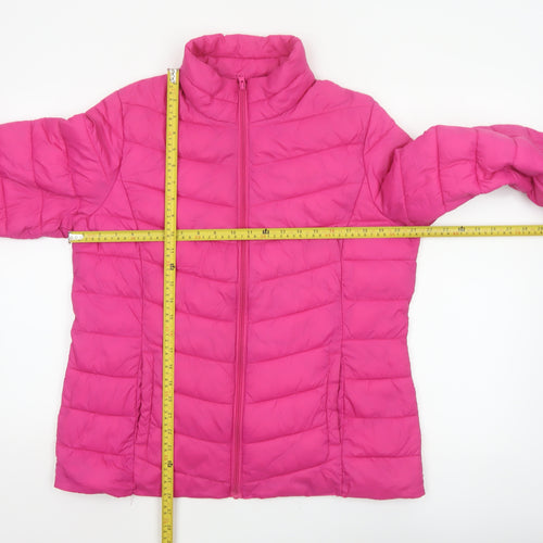George Women Pink Size 16 Quilted Puffer Jacket Zip
