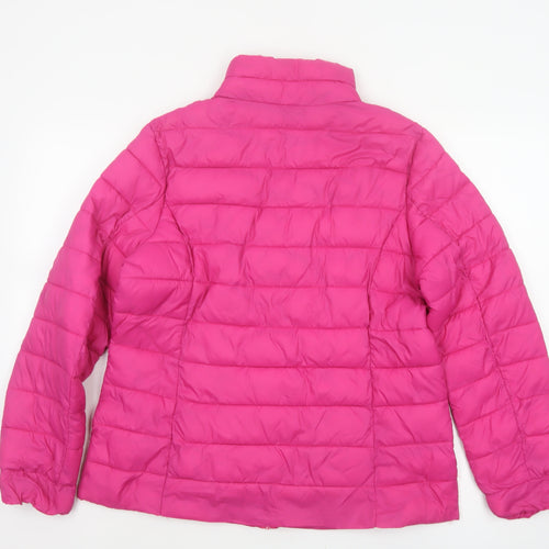 George Women Pink Size 16 Quilted Puffer Jacket Zip