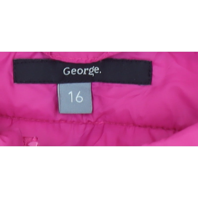 George Women Pink Size 16 Quilted Puffer Jacket Zip