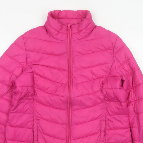 George Women Pink Size 16 Quilted Puffer Jacket Zip