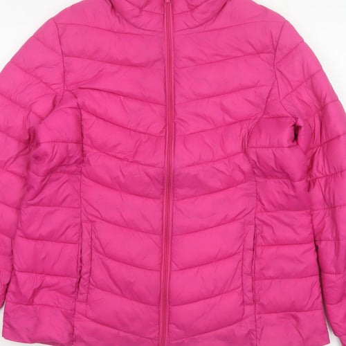 George Women Pink Size 16 Quilted Puffer Jacket Zip