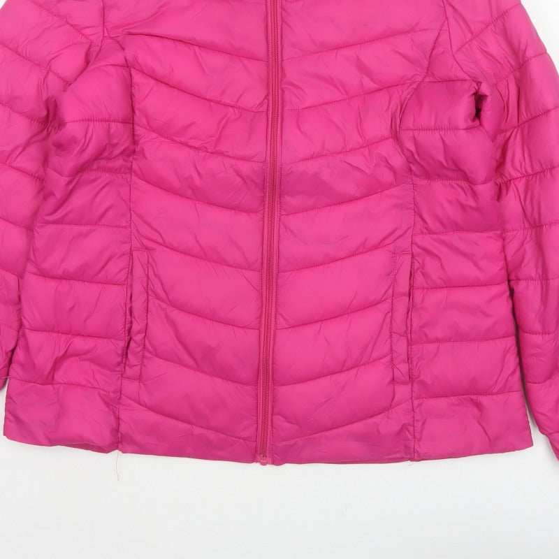George Women Pink Size 16 Quilted Puffer Jacket Zip