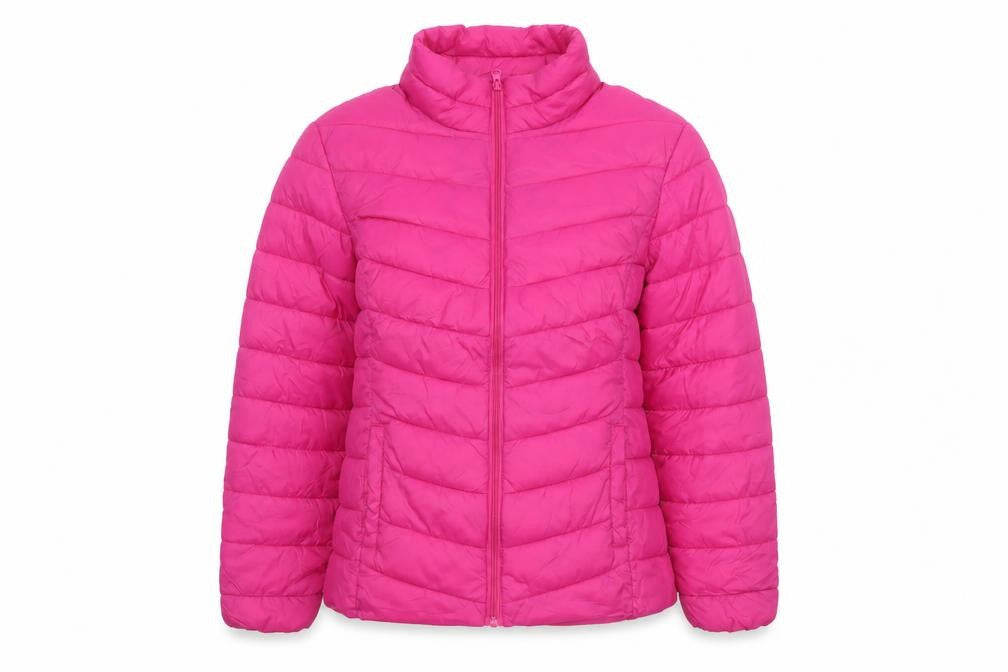 George Women Pink Size 16 Quilted Puffer Jacket Zip