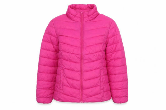George Women Pink Size 16 Quilted Puffer Jacket Zip