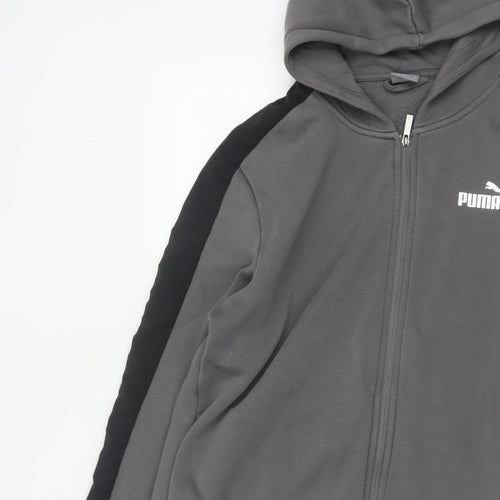 Puma Men’s Grey Black XL Full Zip Hooded Fleece Hoodie