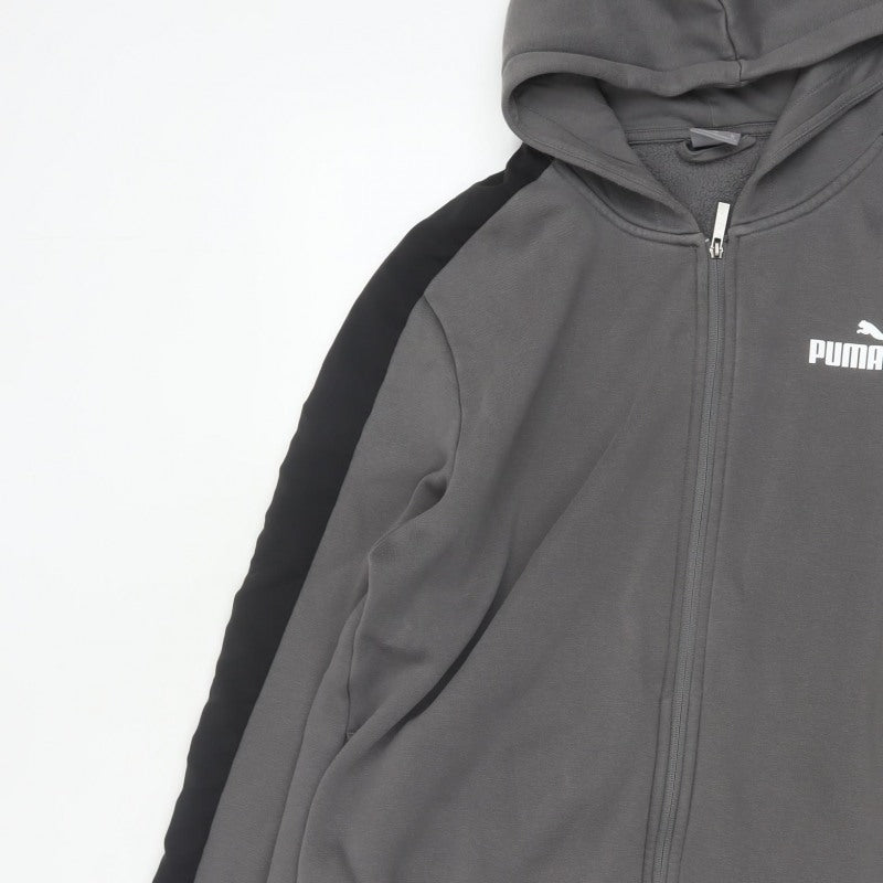 Puma Men’s Grey Black XL Full Zip Hooded Fleece Hoodie