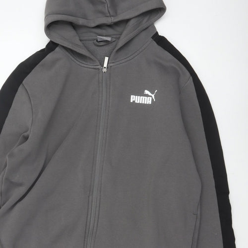 Puma Men’s Grey Black XL Full Zip Hooded Fleece Hoodie
