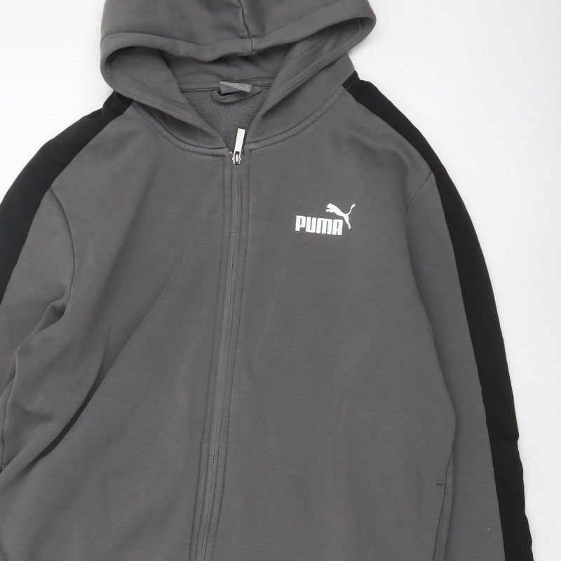 Puma Men’s Grey Black XL Full Zip Hooded Fleece Hoodie