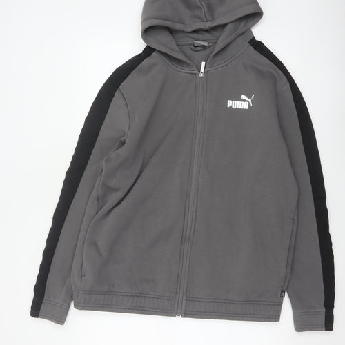 Puma Men’s Grey Black XL Full Zip Hooded Fleece Hoodie