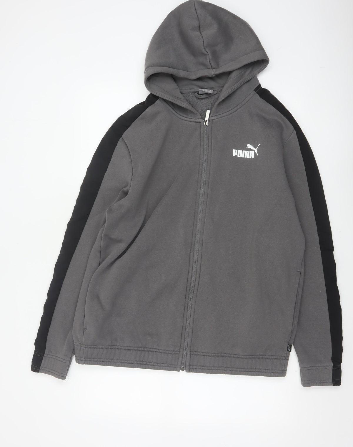 Puma Men’s Grey Black XL Full Zip Hooded Fleece Hoodie