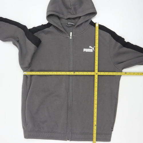Puma Men’s Grey Black XL Full Zip Hooded Fleece Hoodie
