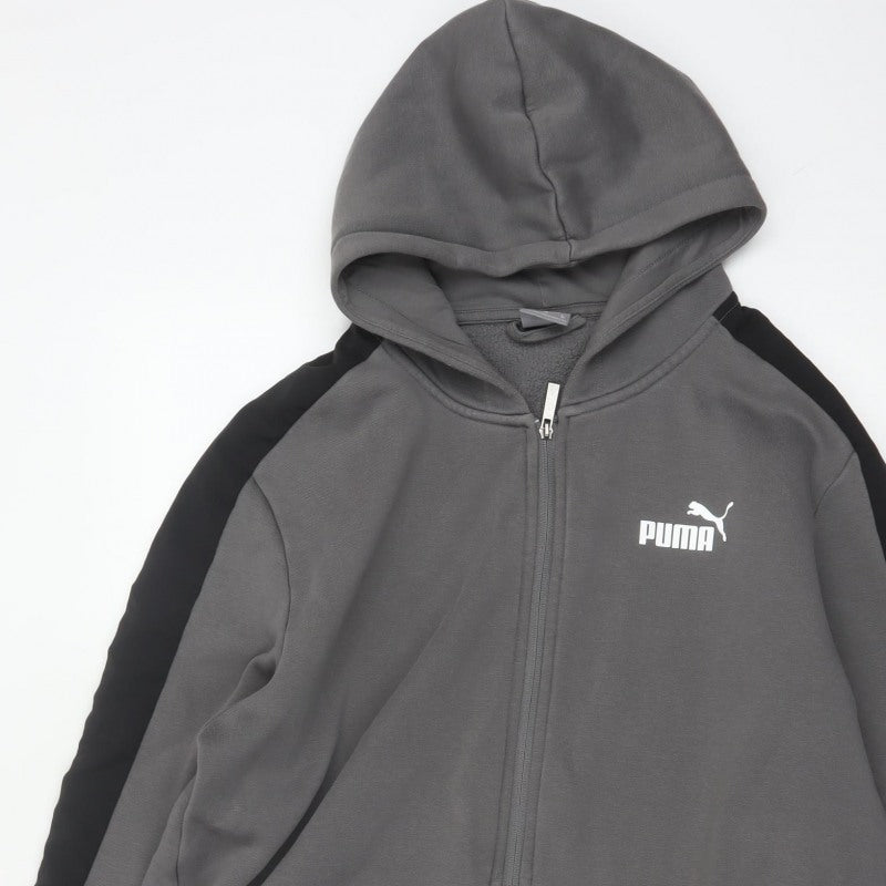 Puma Men’s Grey Black XL Full Zip Hooded Fleece Hoodie