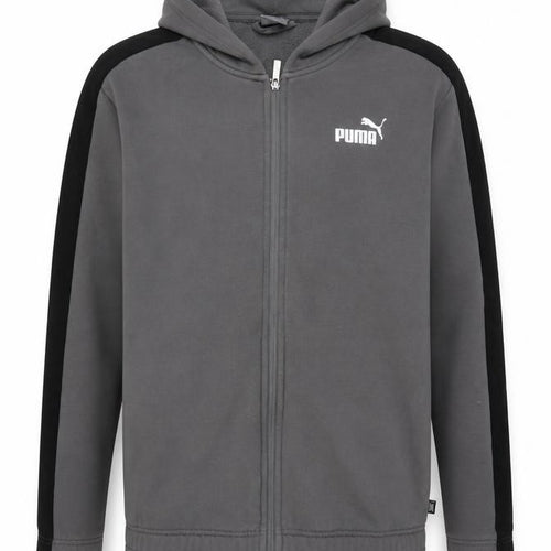 Puma Men’s Grey Black XL Full Zip Hooded Fleece Hoodie