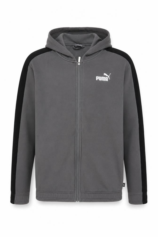 Puma Men’s Grey Black XL Full Zip Hooded Fleece Hoodie