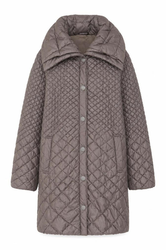 Per Una Women Grey UK 12 Long Quilted Hooded Puffer Coat