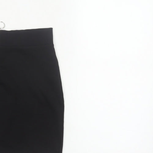 Bershka Women Black M High Rise Stretch Pencil Mini Skirt Zip