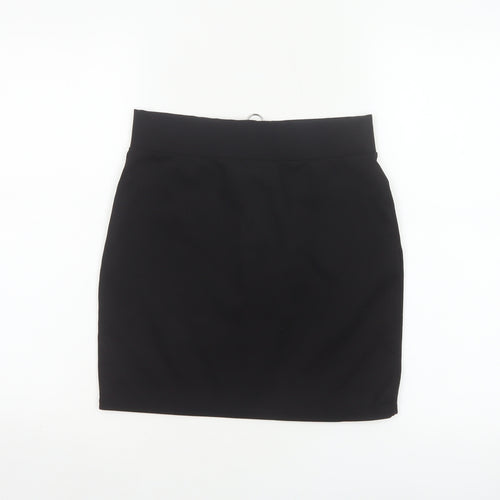Bershka Women Black M High Rise Stretch Pencil Mini Skirt Zip