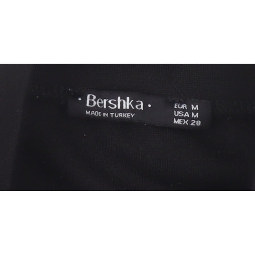 Bershka Women Black M High Rise Stretch Pencil Mini Skirt Zip