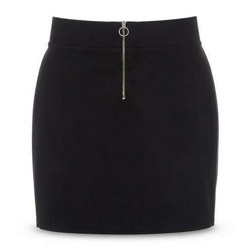 Bershka Women Black M High Rise Stretch Pencil Mini Skirt Zip