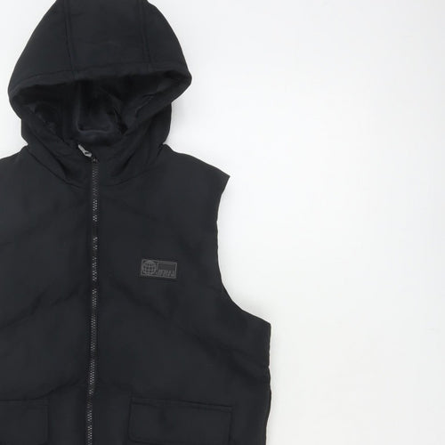 Matalan Boys Black 9-10 Years Hooded Puffer Bodywarmer Gilet