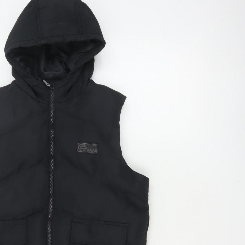 Matalan Boys Black 9-10 Years Hooded Puffer Bodywarmer Gilet