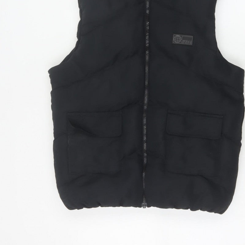 Matalan Boys Black 9-10 Years Hooded Puffer Bodywarmer Gilet