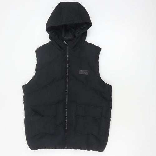 Matalan Boys Black 9-10 Years Hooded Puffer Bodywarmer Gilet