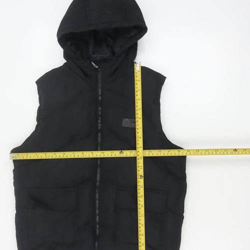Matalan Boys Black 9-10 Years Hooded Puffer Bodywarmer Gilet