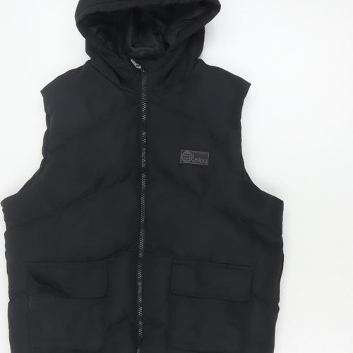 Matalan Boys Black 9-10 Years Hooded Puffer Bodywarmer Gilet