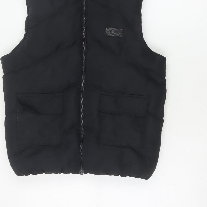 Matalan Boys Black 9-10 Years Hooded Puffer Bodywarmer Gilet