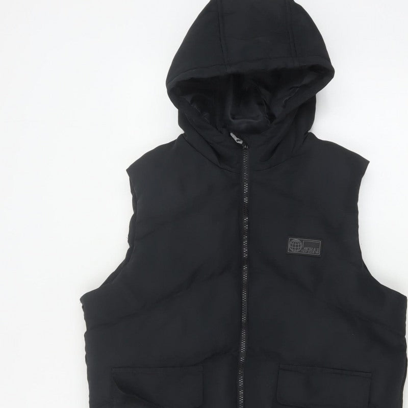 Matalan Boys Black 9-10 Years Hooded Puffer Bodywarmer Gilet