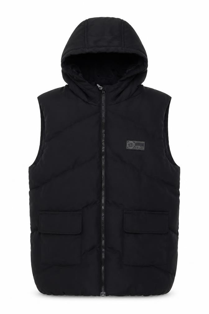 Matalan Boys Black 9-10 Years Hooded Puffer Bodywarmer Gilet