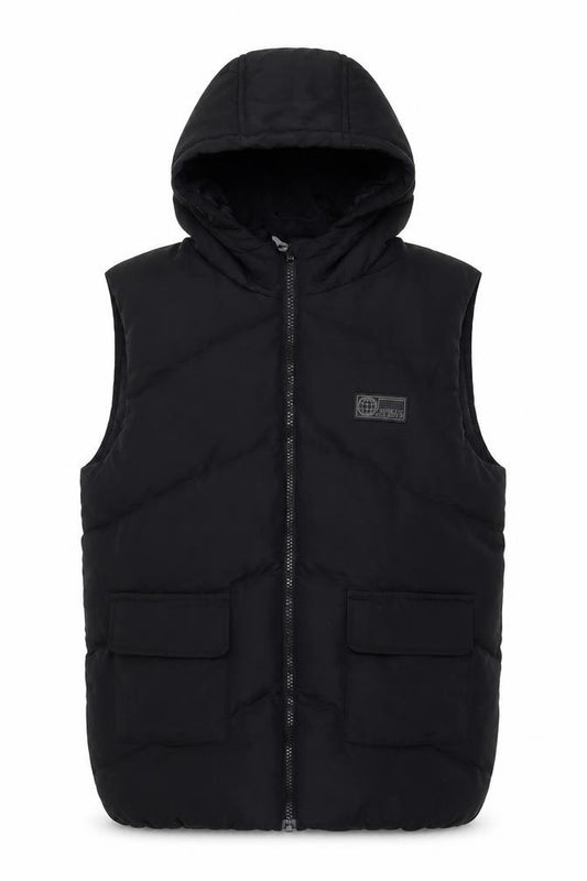 Matalan Boys Black 9-10 Years Hooded Puffer Bodywarmer Gilet