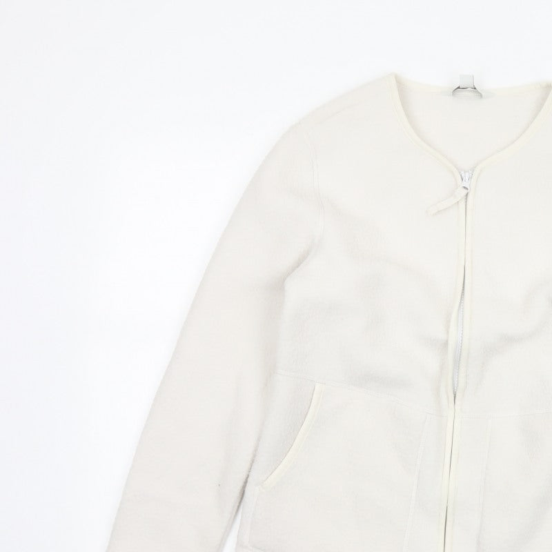 Marks and Spencer Women Ivory XS Fleece Full Zip Basic Jacket