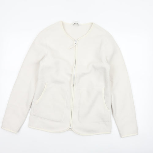 Marks and Spencer Women Ivory XS Fleece Full Zip Basic Jacket