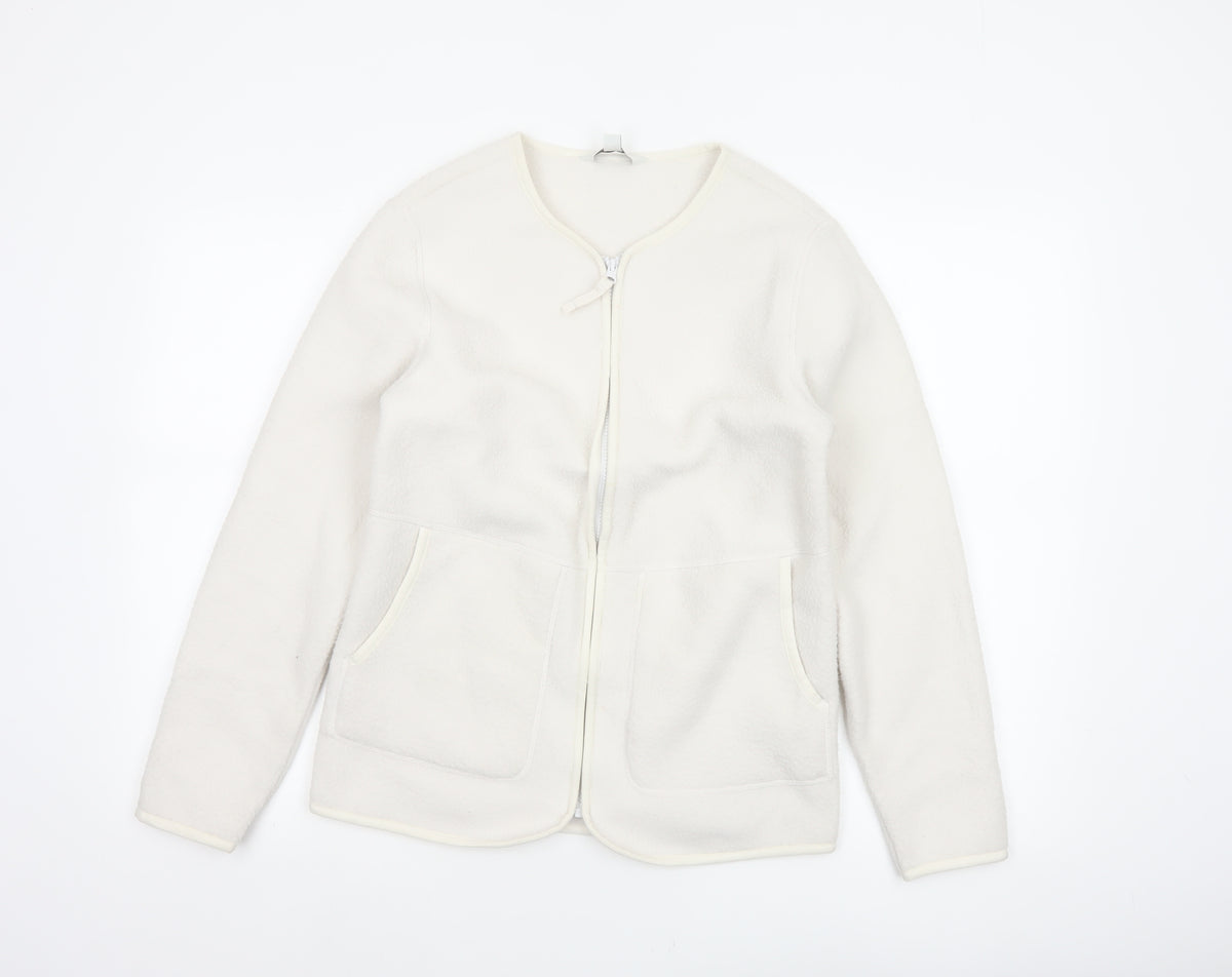 Marks and Spencer Women Ivory XS Fleece Full Zip Basic Jacket