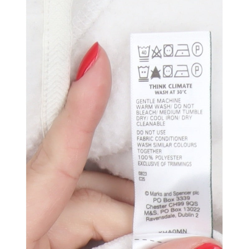 Marks and Spencer Women Ivory XS Fleece Full Zip Basic Jacket