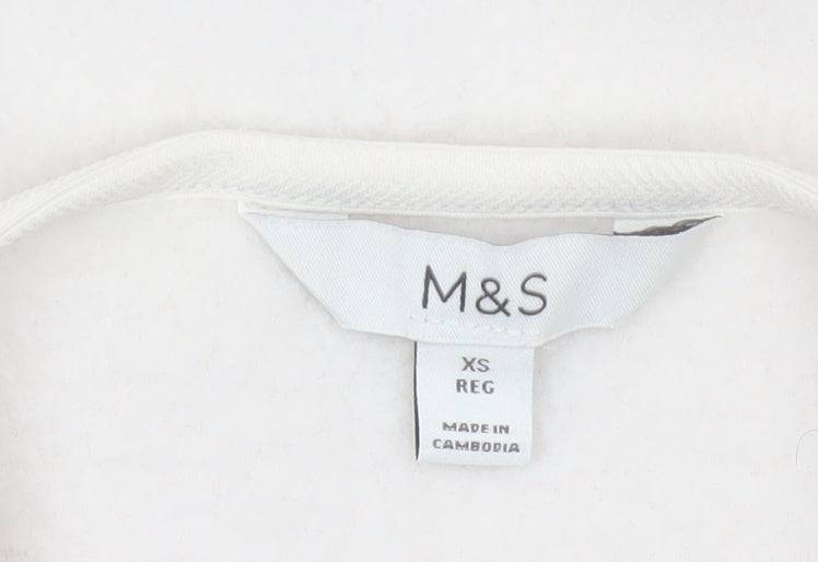Marks and Spencer Women Ivory XS Fleece Full Zip Basic Jacket