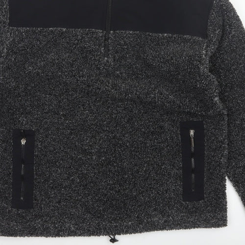 Mississippi Blue Men’s Grey L 1/4 Zip Borg Fleece Pullover Sweatshirt