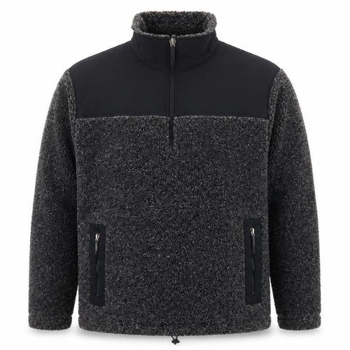 Mississippi Blue Men’s Grey L 1/4 Zip Borg Fleece Pullover Sweatshirt