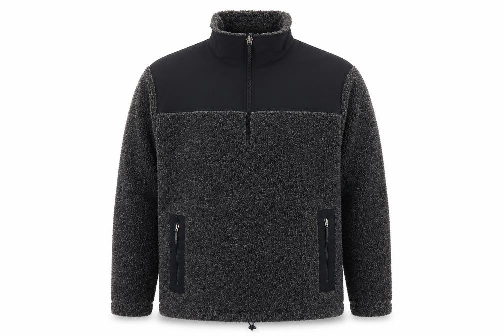 Mississippi Blue Men’s Grey L 1/4 Zip Borg Fleece Pullover Sweatshirt